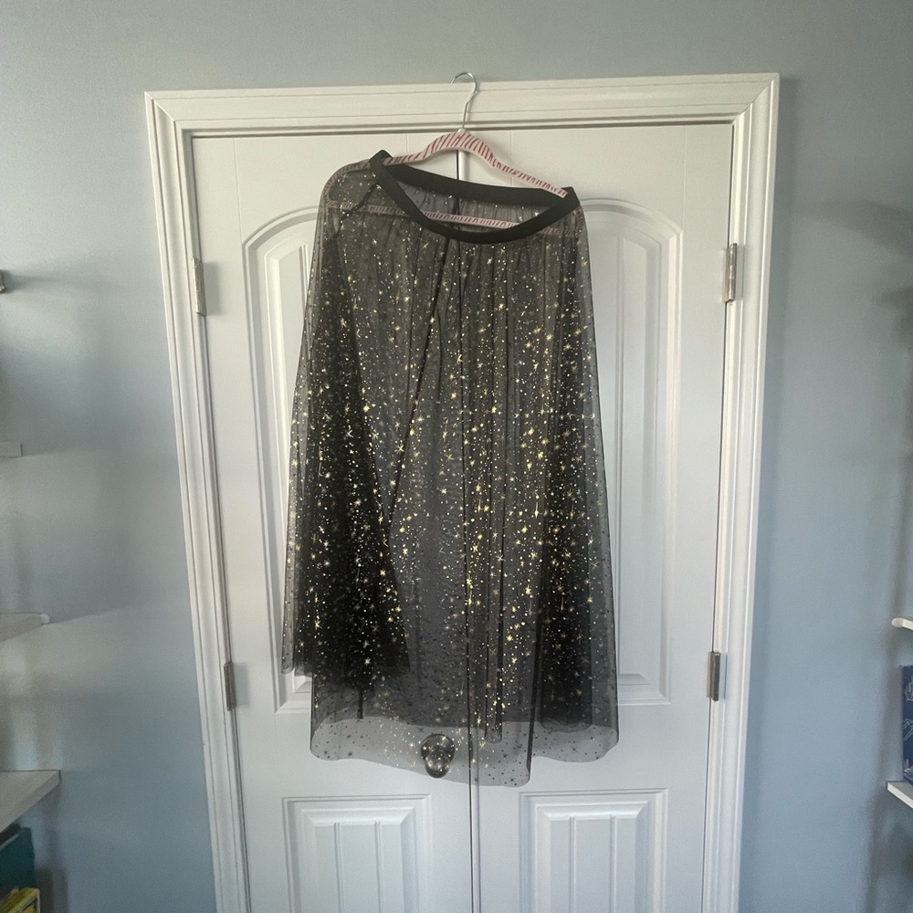 🆕 Black and Gold Starry Sheer Skirt Size Medium